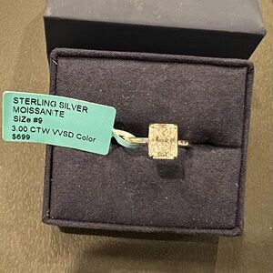 Sterling Silver Moissanite Ring - Size 9 - NWT